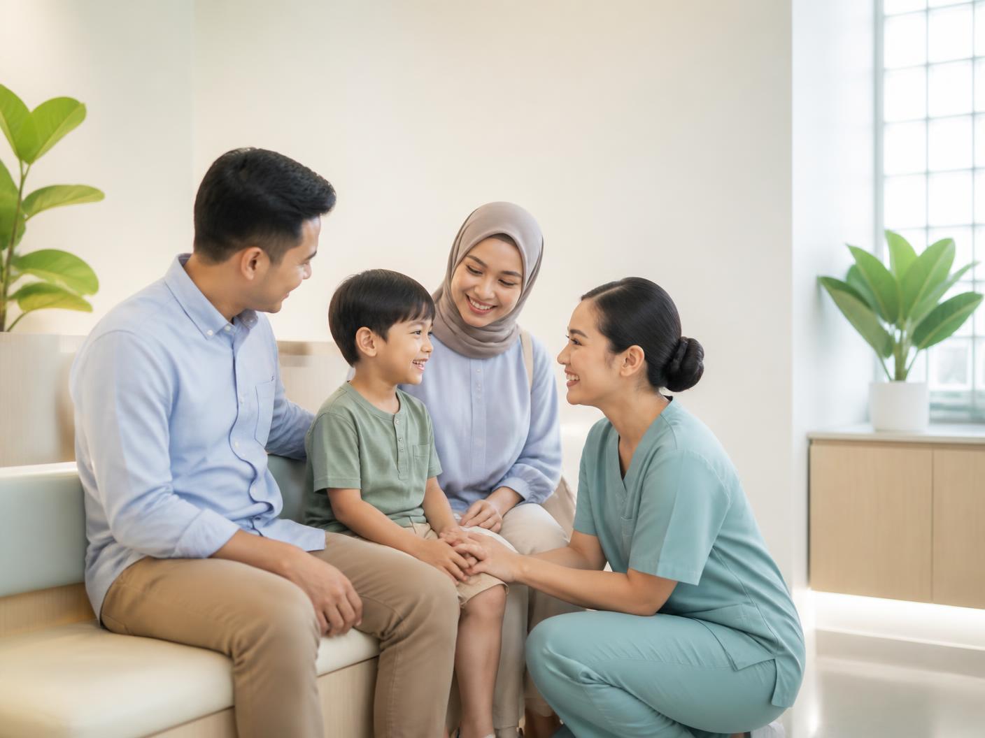 Perawat Istana Sunat mendampingi anak dan orang tua di ruang klinik